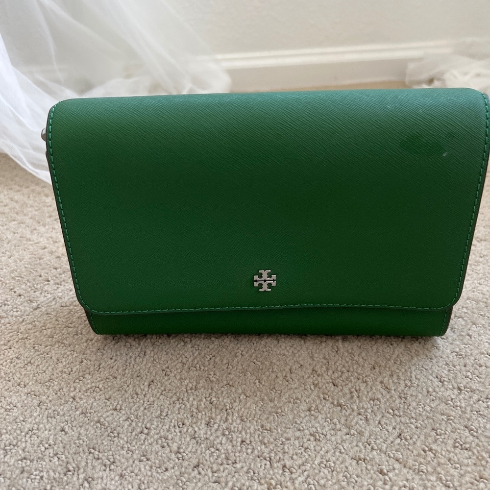 Tory Burch Emerald Stone Crossbody 9" X 6" X 3"